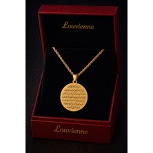 Louvienne Çelik Burgu Zincir Ayetel Kürsi Yazılı Kararmaz Unisex Madalyon Kolye