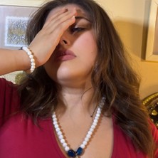Reina Del Corazen Aytaşı  ve Mavi Akik Antik Kolye