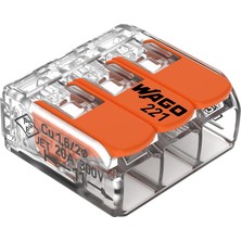 EstoreBox Wago 221-413 Lever-Nuts® - 3 Iletkenli Kompakt Ekleme Konnektörleri (50'li Paket)