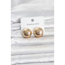 Northcity 316L Paslanmaz Çelik Gold Renk Top Model Kadın Küpe - Alerjik ve Dayanıklı