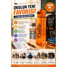 Open City Turuncu 1 Litre Suluk Matara Sızdırmaz Kilitli Kapaklı Bpa Içermez Okul Spor Su Şişesi 1000 ml Askılı