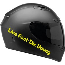 Motiker Tek Renk Live Fast Die Young (Live Fast Die Young Helmet Stickers) Kask Sticker Etiket Modeli