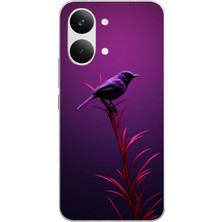 Le Balvo Poco X8 Pro Max Uyumlu Mor Kuş Dalda Baskılı Silikon Kılıf