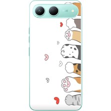 Le Balvo Tecno Spark 40 5g Uyumlu Kedi Harekatı Patileri Baskılı Silikon Kılıf