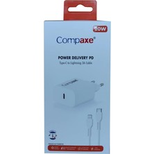 Compaxe CTA-200TI 20W 5V 3A Pd Ev Şarj Kafa+Type-C Şarj Kablosu (Kdo)