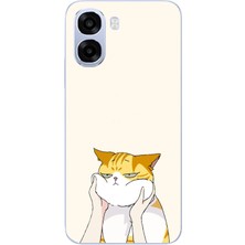 Le Balvo Oppo A6T - A6X Uyumlu Sarı Kedi Yanakları Baskılı Silikon Kılıf