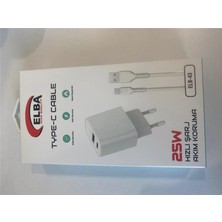 Elba ELB43 25W 2li USB Başlık Type-C Kablolu Set Hızlı Şarj Akım Koruma (Kdo)