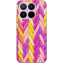 Le Balvo Xiaomi 17T Uyumlu Mor Sarı Örgü Baskılı Silikon Kılıf