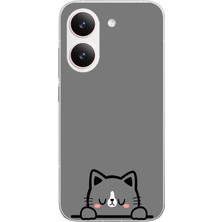 Le Balvo Poco X8 Pro Uyumlu Uyuyan Kedi Baskılı Silikon Kılıf