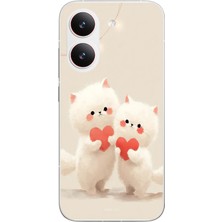 Le Balvo Poco X8 Pro Uyumlu Kalpli Beyaz Kediler Baskılı Silikon Kılıf