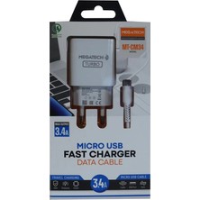Megatech MT-CM34  3.4A Micro USB Kablo+ Ev Şarj Adaptörü Hızlı Şarj (Kdo)