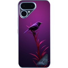 Le Balvo Tecno Pova Curve 2 Uyumlu Mor Kuş Dalda Baskılı Silikon Kılıf