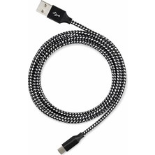 Vcom CU250 Type-C To USB 3m 15W (5V-3A) Örgülü Şarj Kablosu (Kdo)