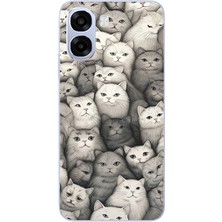 Le Balvo Oppo A6T - A6X Uyumlu Kara Kalem Kediler Baskılı Silikon Kılıf