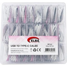 Elba Cp-05 P-But6 Şeffaf Kutulu USB To Type-C 6 Amper 24LÜ Beyaz Şarj Kablosu (Kdo)