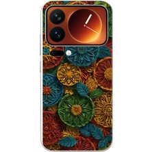 Le Balvo Xiaomi 17 Pro Max Uyumlu Hasır Örgü Çiçekler Baskılı Silikon Kılıf
