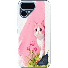 Le Balvo Tecno Pova Curve 2 Uyumlu Pembeli Kedi Baskılı Silikon Kılıf