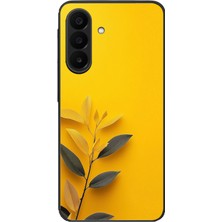 Le Balvo Samsung Galaxy A27 Uyumlu Sarı Siyah Çiçekler Baskılı Silikon Kılıf
