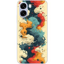 Le Balvo Oppo A6T - A6X Uyumlu Ahenkli Boya Izleri Baskılı Silikon Kılıf