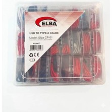 Elba Cp-01 Şeffaf Kutulu USB To Type-C RENKLI(KIRMIZI,LACIVERT,BEYAZ,GRI,BORDO)24LÜ Şarj Kablosu (Kdo)