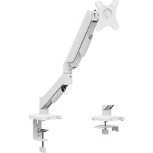 Pivot 17-32'' Tek Kollu Monitör Kolu - Tam Hareketli Monitör Tutucu - Vesa Uyumlu Monitör Standı Beyaz