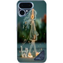 Le Balvo Tecno Pova Curve 2 Uyumlu Kedili Neon Kız Baskılı Silikon Kılıf