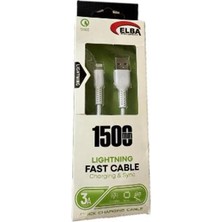 Elba ELB38-L1 1,5mt  iPhone Lightning Beyaz 3A Hızlı Şarj Kablosu (Kdo)