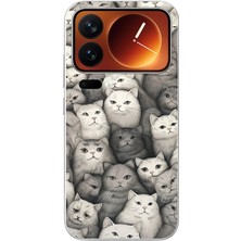 Le Balvo Xiaomi 17 Pro Max Uyumlu Kara Kalem Kediler Baskılı Silikon Kılıf
