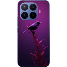 Le Balvo Xiaomi 17T Pro Uyumlu Mor Kuş Dalda Baskılı Silikon Kılıf
