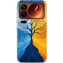 Le Balvo Xiaomi 17 Pro Max Uyumlu Sarı Mavi Ağaç Baskılı Silikon Kılıf