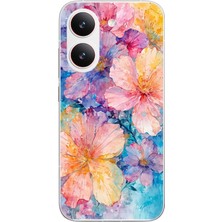 Le Balvo Poco X8 Pro Uyumlu Yağlı Boya Çiçekler Baskılı Silikon Kılıf
