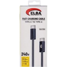 Elba ELB-2704 240W Type-C To Type-C 1mt Örgülü Desenli  Şarj Kablosu 480MPS  Hızlı Şarj (Kdo)