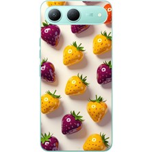 Le Balvo Tecno Spark 40 5g Uyumlu Sarı Kırmızı Çilekler Baskılı Silikon Kılıf