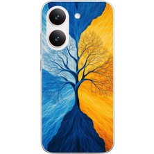 Le Balvo Poco X8 Pro Uyumlu Sarı Mavi Ağaç Baskılı Silikon Kılıf