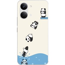 Le Balvo Poco X8 Pro Max Uyumlu Yüzen Pandalar Baskılı Silikon Kılıf