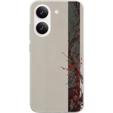 Le Balvo Poco X8 Pro Uyumlu Sade Sonbahar Sarmaşık Baskılı Silikon Kılıf
