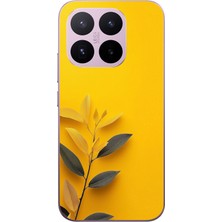 Le Balvo Xiaomi 17T Uyumlu Sarı Siyah Çiçekler Baskılı Silikon Kılıf