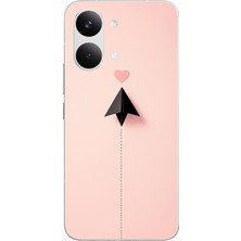Le Balvo Poco X8 Pro Max Uyumlu Kalp Siyah Uçak Baskılı Silikon Kılıf