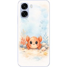 Le Balvo Oppo A6T - A6X Uyumlu Sevimli Yengeç Baskılı Silikon Kılıf