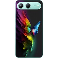 Le Balvo Tecno Spark 40 5g Uyumlu Gökkuşağı Kelebeği Baskılı Silikon Kılıf