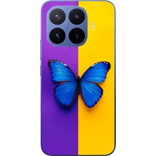 Le Balvo Xiaomi 17T Pro Uyumlu Mor Sarı Kelebek Baskılı Silikon Kılıf