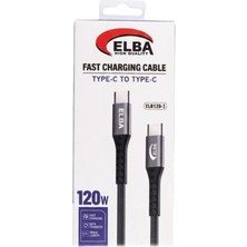 Elba ELB120-1 120W Type-C To Type-C 1mt Siyah Örgülü  Şarj Kablosu ( Data Veri ) (Kdo)