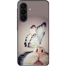 Le Balvo Samsung Galaxy A27 Uyumlu Kelebekli Kedi Baskılı Silikon Kılıf