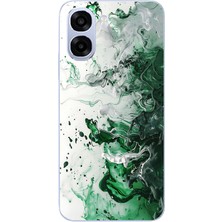 Le Balvo Oppo A6T - A6X Uyumlu Yeşil Beyaz Dalgalar Baskılı Silikon Kılıf