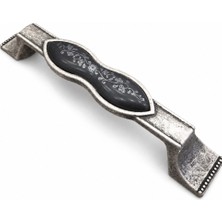 Gürçay Hırdavat Antik Gümüş Siyah Porselen Kulp 128MM - 2 Adet