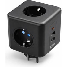 Maesko Akım ve Voltaj Korumalı Küp Priz 3 USB Destekli