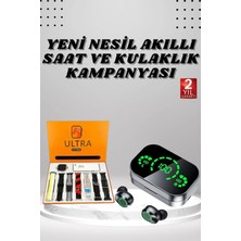 Maesko 7 Kordonlu Akıllı Saat ve Aynalı Bluetooth Kulaklık Powerbank Dijital Göstergeli