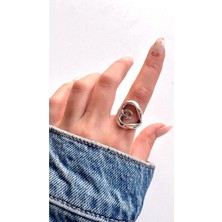 Leo'Stone Organik Spiral Kalp Tasarım Altın Kaplama Ayarlanabilir Çelik Kadın Yüzük – Modern Statement Yüzük