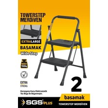 Sgs Plus SGS1192 Towerstep 2 Basamak Ev Tipi Geniş Basamaklı Metal Merdiven 150 kg Taşıma Kapasiteli