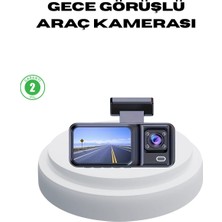 Maesko 170° Geniş Açılı 3 Kameralı Araç Içi Kayıt Cihazı Gece Görüşlü